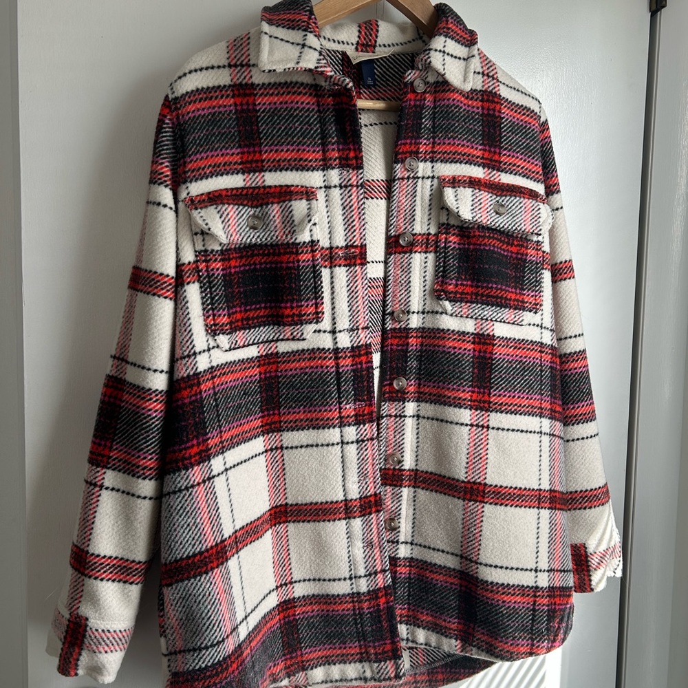 Universal Thread Button-Up Plaid Jacket - Red And… - image 5